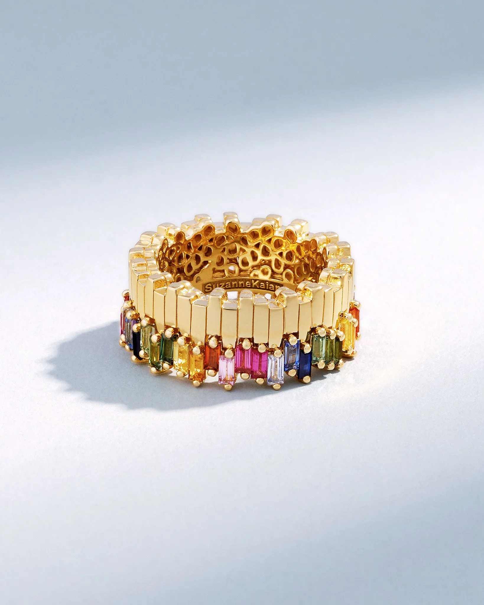 Golden Midi Stacker Rainbow Sapphire Eternity Band