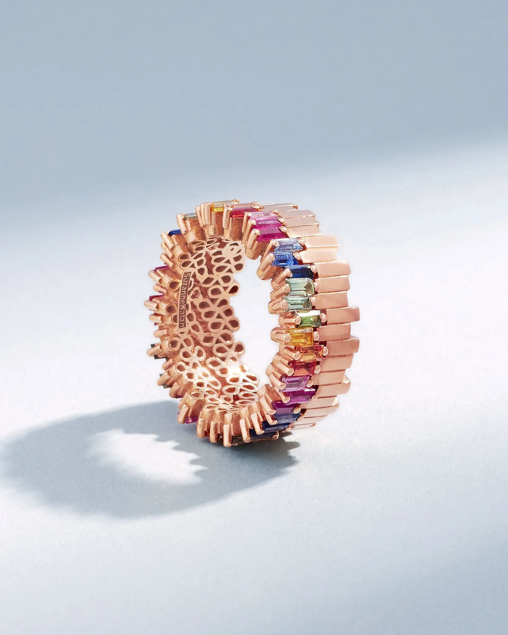 Golden Midi Stacker Rainbow Sapphire Eternity Band