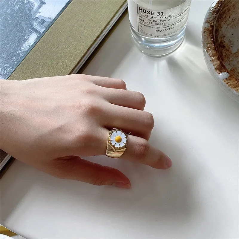 gossip Tai Chi oil drop sunflower ring JLTR0544