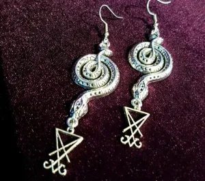 Goth Serpents Drop Sigil Set Lucifer Satanic Serpent Gothic Vampire Earrings