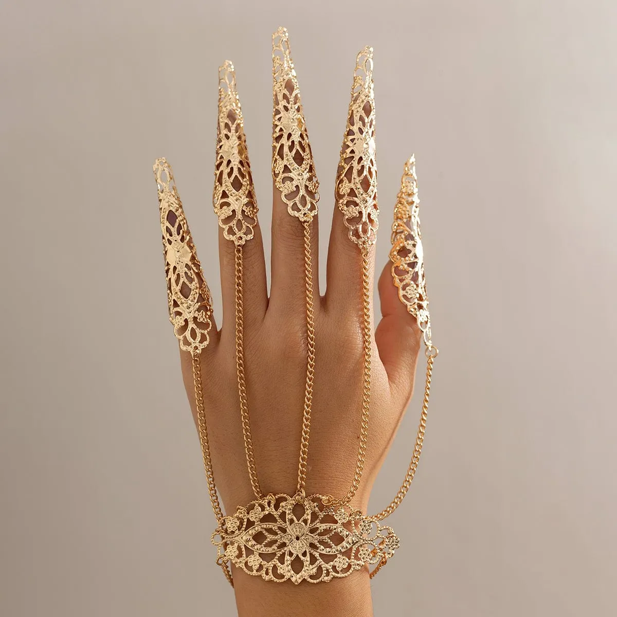 Gothic Five Finger Armor Nails Mittens Bracelet