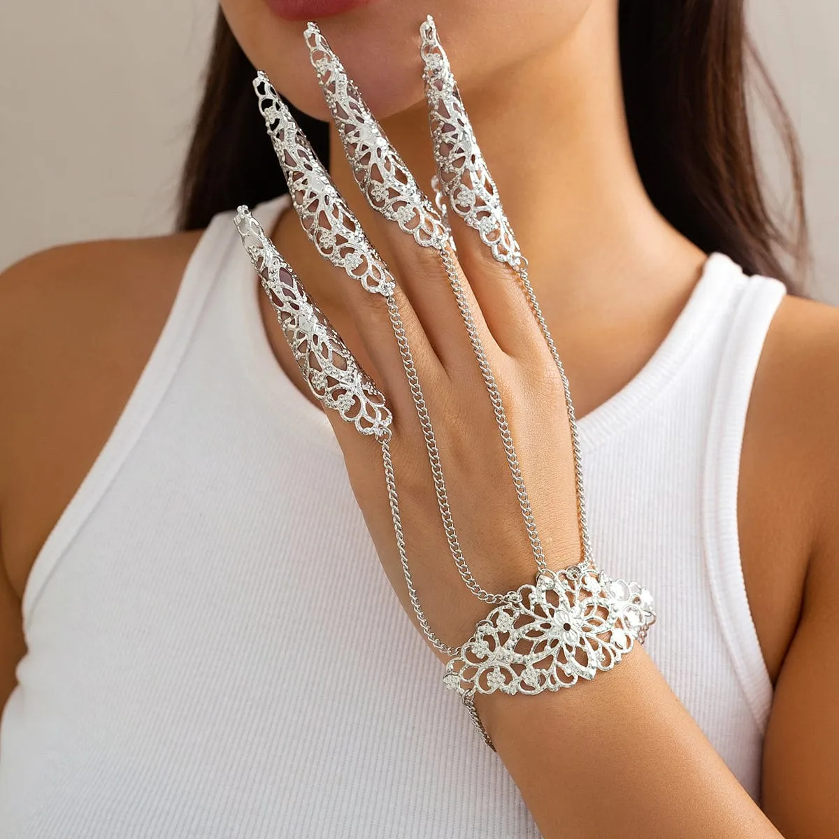 Gothic Five Finger Armor Nails Mittens Bracelet