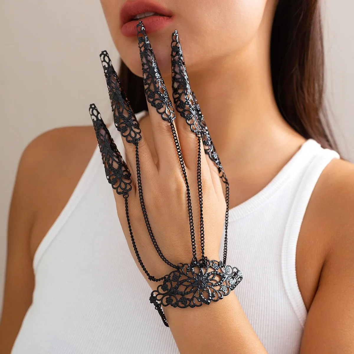 Gothic Five Finger Armor Nails Mittens Bracelet