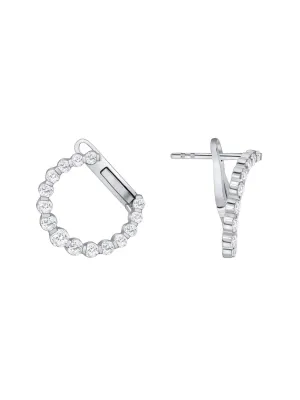 Graduated Diamond Circle Stud Earrings 14K