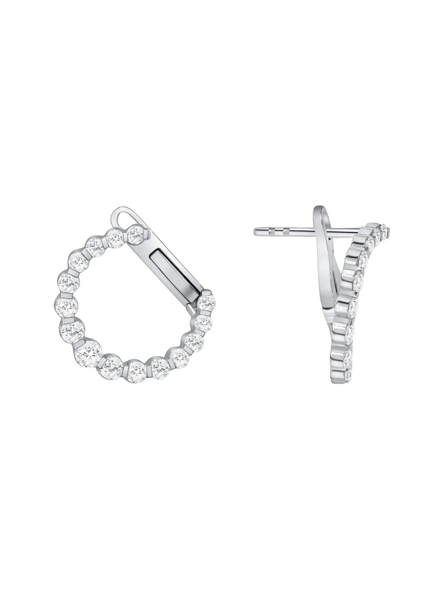 Graduated Diamond Circle Stud Earrings 14K