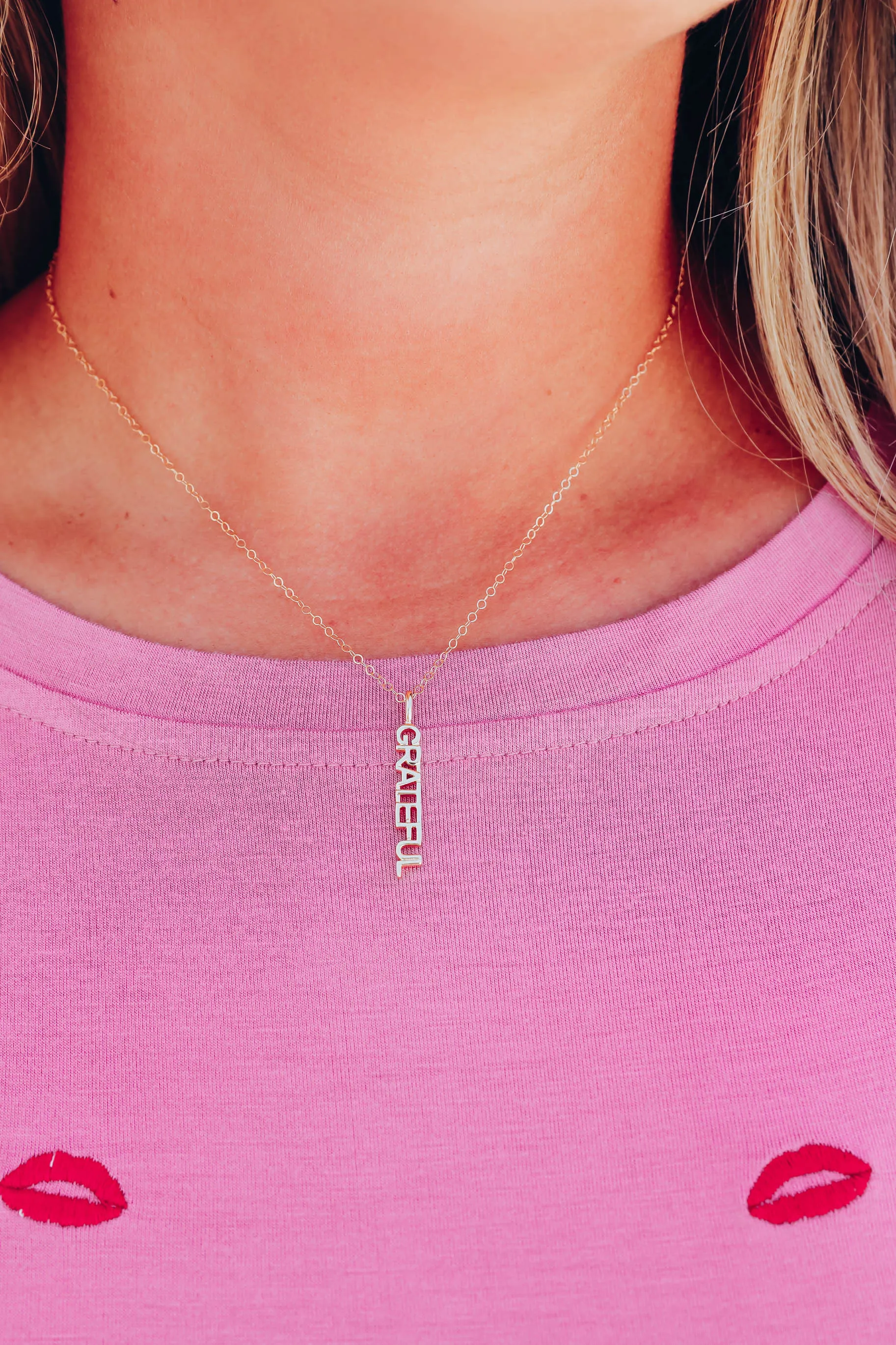 Grateful Dainty Sideways Necklace