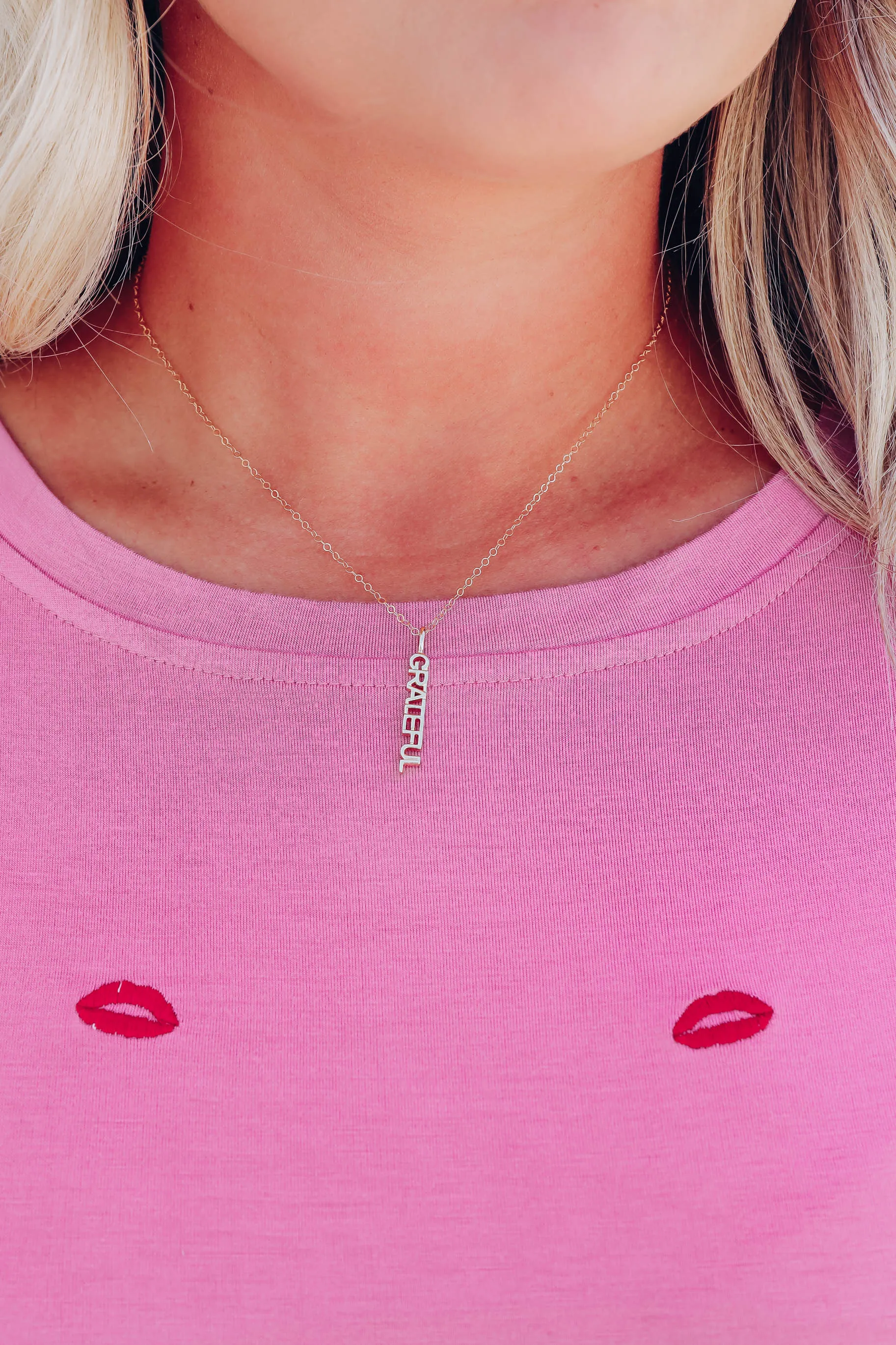 Grateful Dainty Sideways Necklace