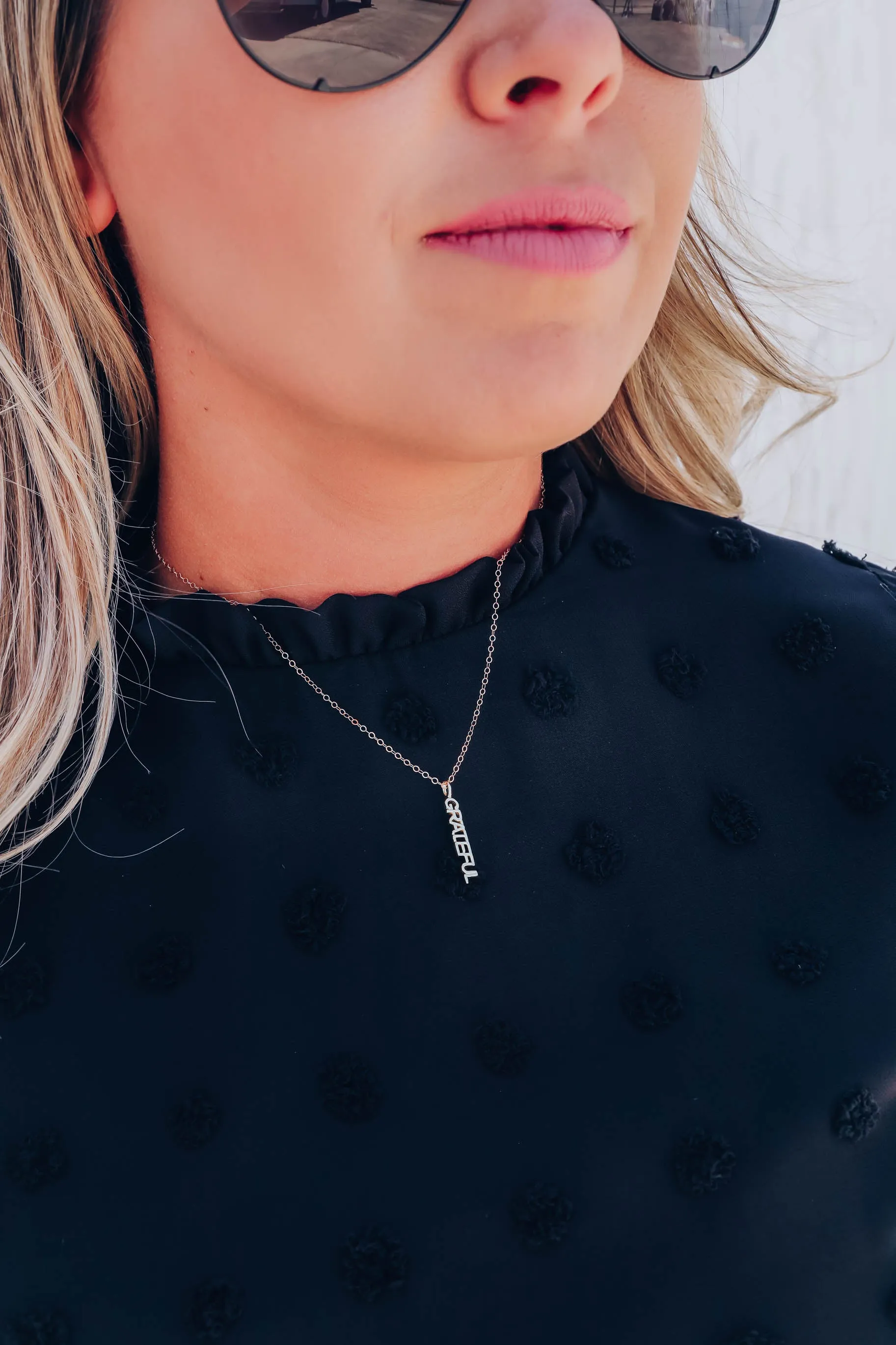 Grateful Dainty Sideways Necklace