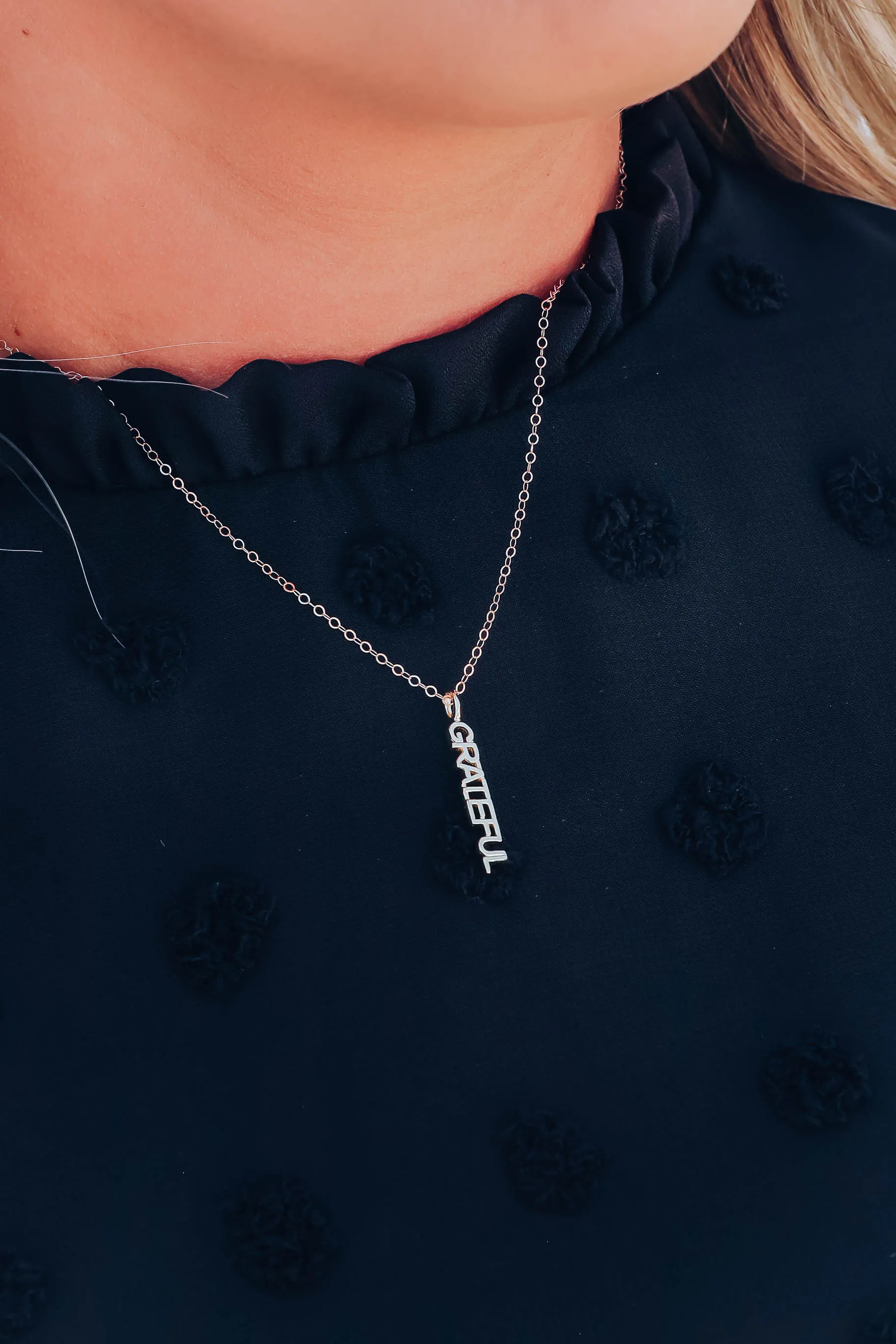 Grateful Dainty Sideways Necklace