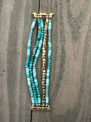 Green Polymer Clay Beaded Stretch Smart Watch Band