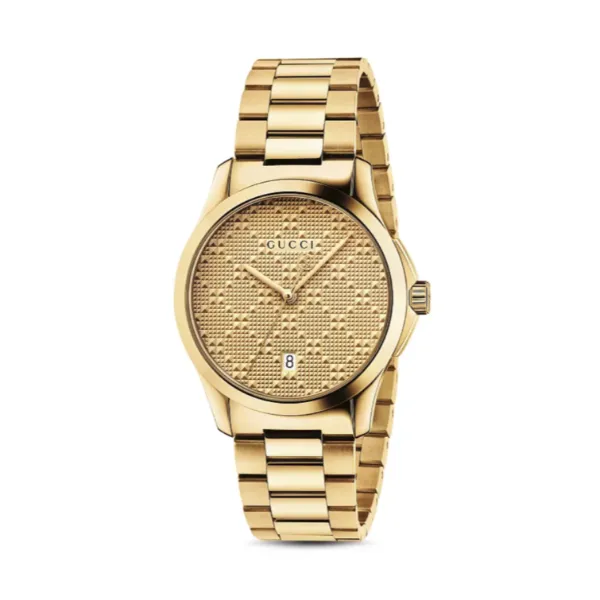 Gucci G-Timeless Gold Stainless Steel Gold Diamond Dial Quartz Watch for Unisex - YA126461