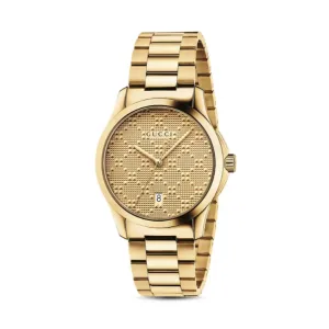 Gucci G-Timeless Gold Stainless Steel Gold Diamond Dial Quartz Watch for Unisex - YA126461