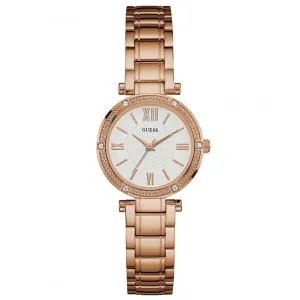 Guess Park Ave Rose Gold Stainless Steel Silver Dial Quartz Watch for Ladies - W0767L3