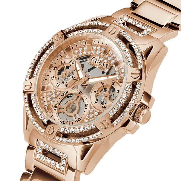 Guess Queen Rose Gold Stainless Steel Rose Gold Dial Quartz Watch for Ladies - GW0464L3