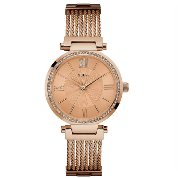Guess Soho Rose Gold Stainless Steel Rose Gold Dial Quartz Watch for Ladies - W0638L4