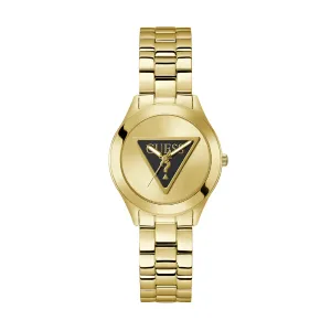 Guess Tri Plaque Gold Stainless Steel Gold Dial Quartz Watch for Ladies - GW0675L2