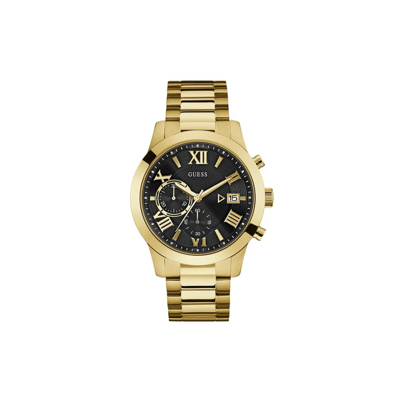 GUESS WATCHES Atlas Black Dial Watch - Gold