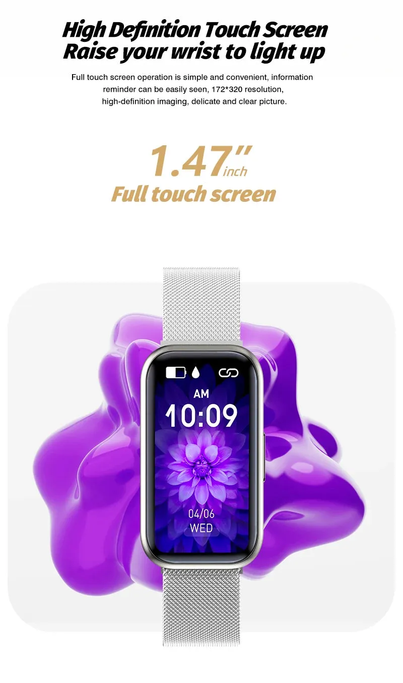H98 1.47" LCD Smart Fitness Metal Band