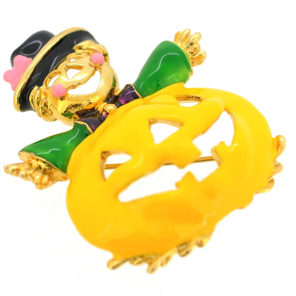 Halloween Enamel Yellow Pumpkin Brooch Pin