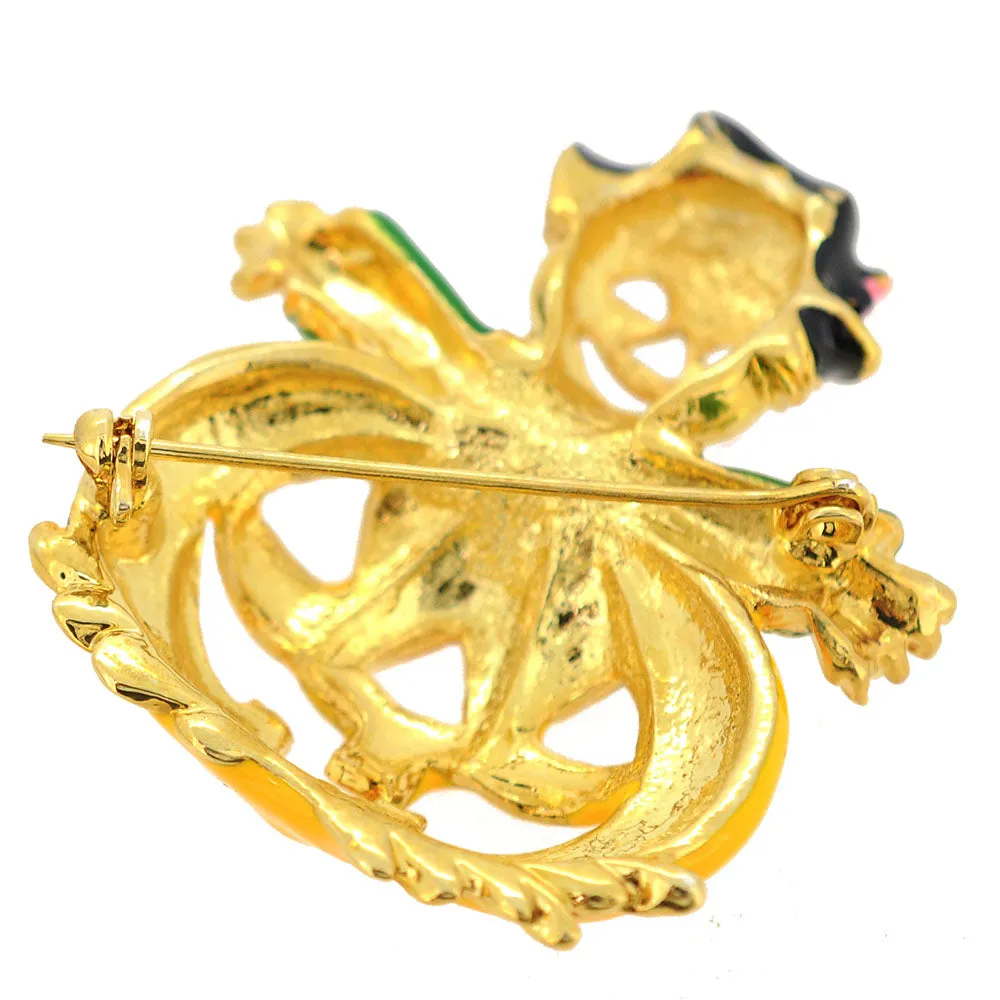 Halloween Enamel Yellow Pumpkin Brooch Pin