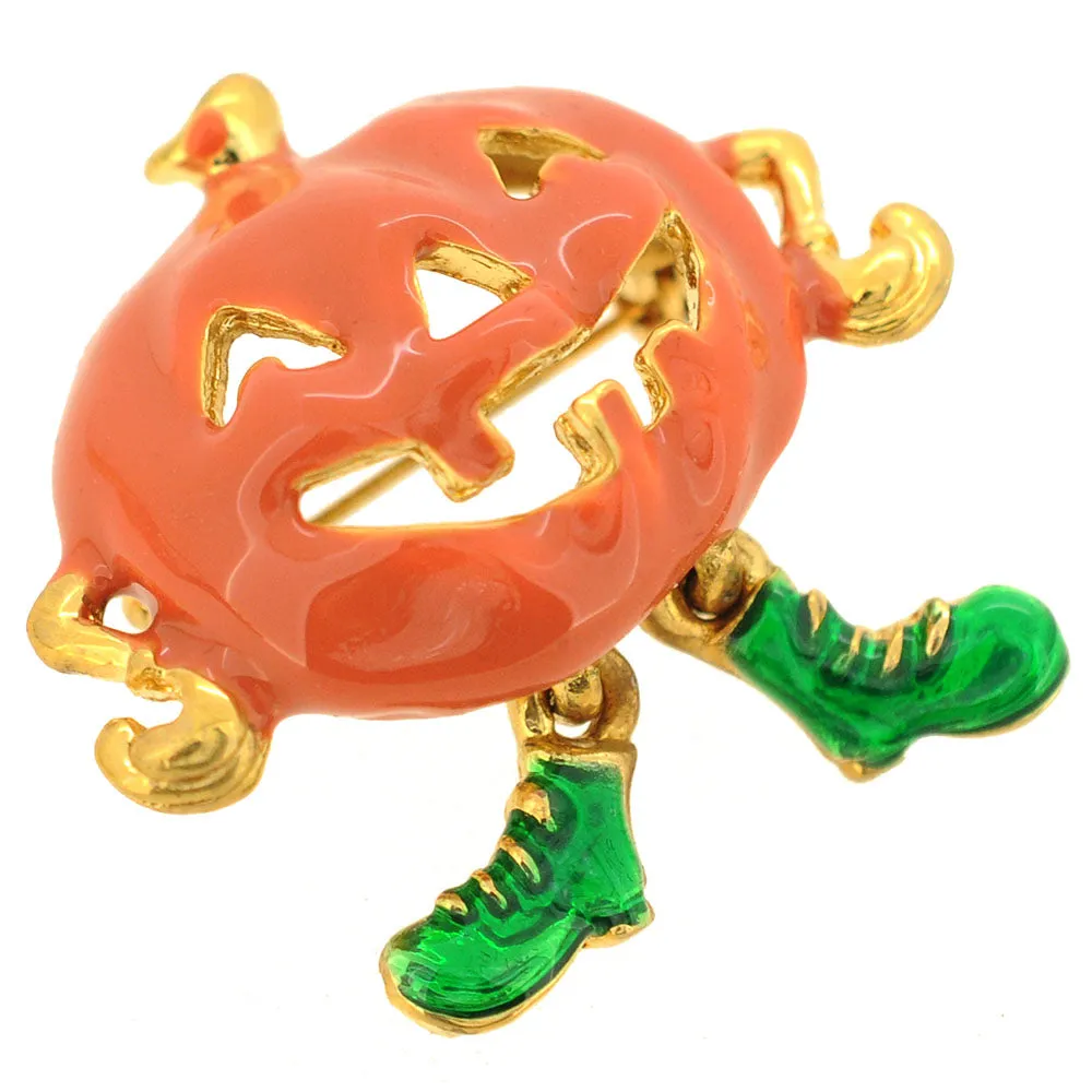 Halloween Enamel Yellow Pumpkin Brooch Pin