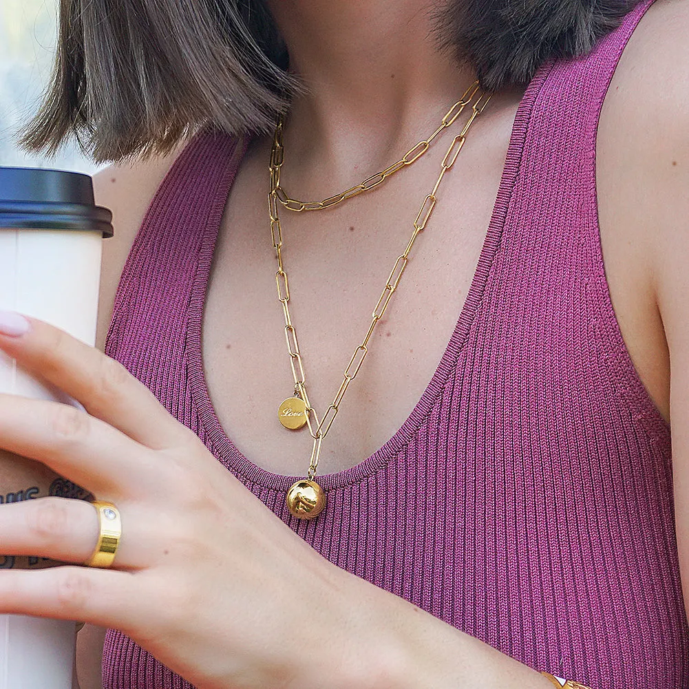Happiness Dainty Ball Pendant Necklace