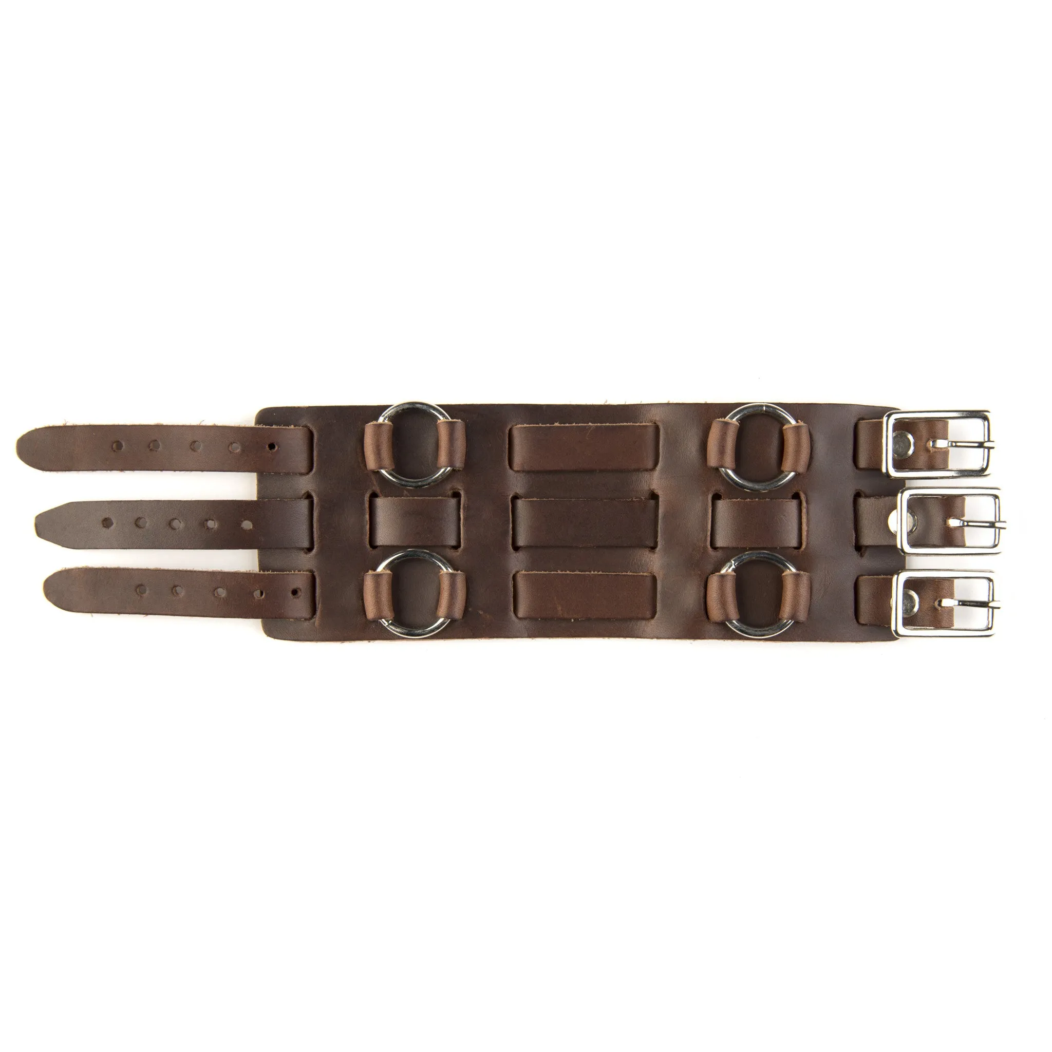 HCR-22C - Wrist Cuff w/ Four Rings- Brown