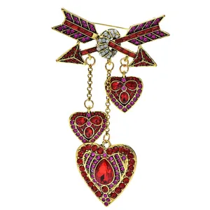 Heart and Arrow Rhinestone Brooches