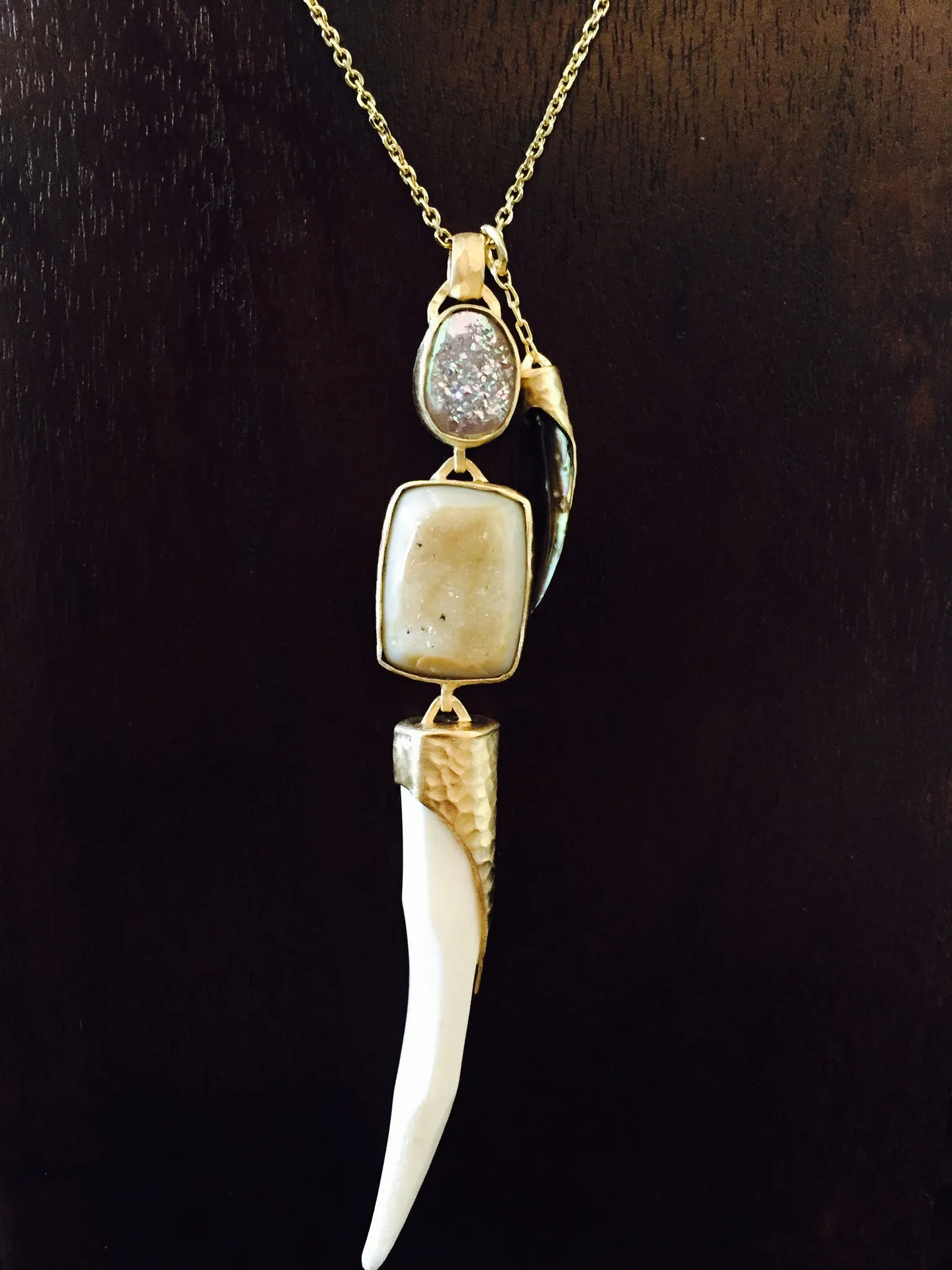 Heather Benjamin | White Bone & Drusy Necklace