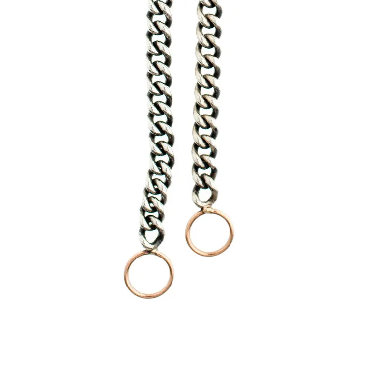 Heavy Curb Chain Necklace in Silver and Rose Gold
