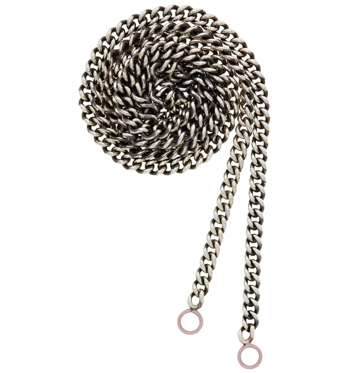 Heavy Curb Chain Necklace in Silver and Rose Gold