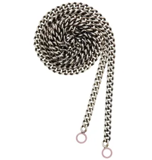 Heavy Curb Chain Necklace in Silver and Rose Gold