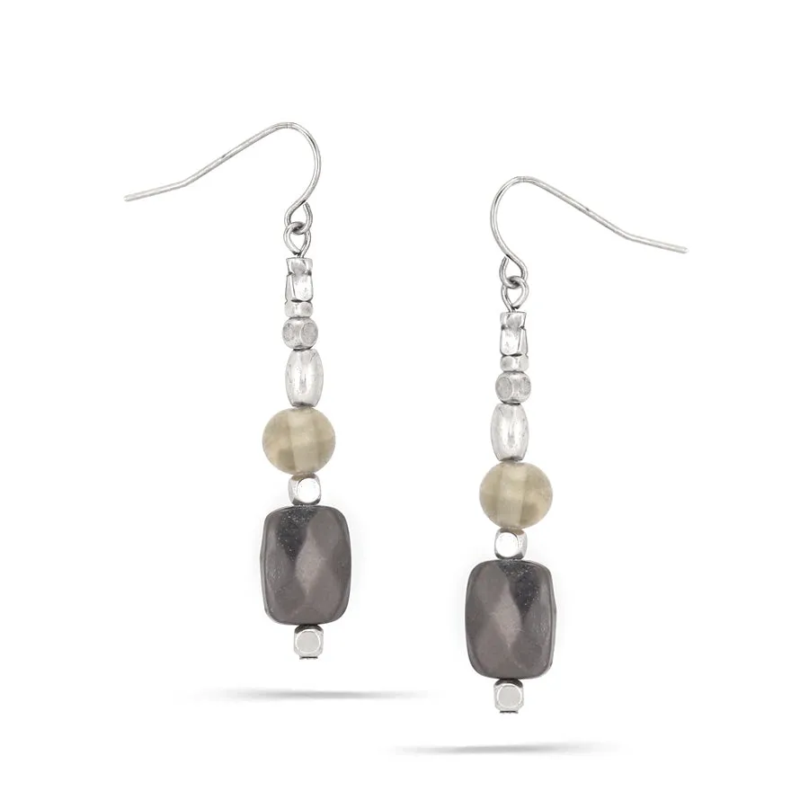 HEMATITE DROP  EARRINGS #157GR3301 (3F6)