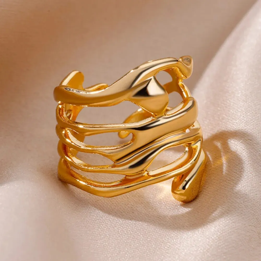 Hollow open gold  ring JLTR0534