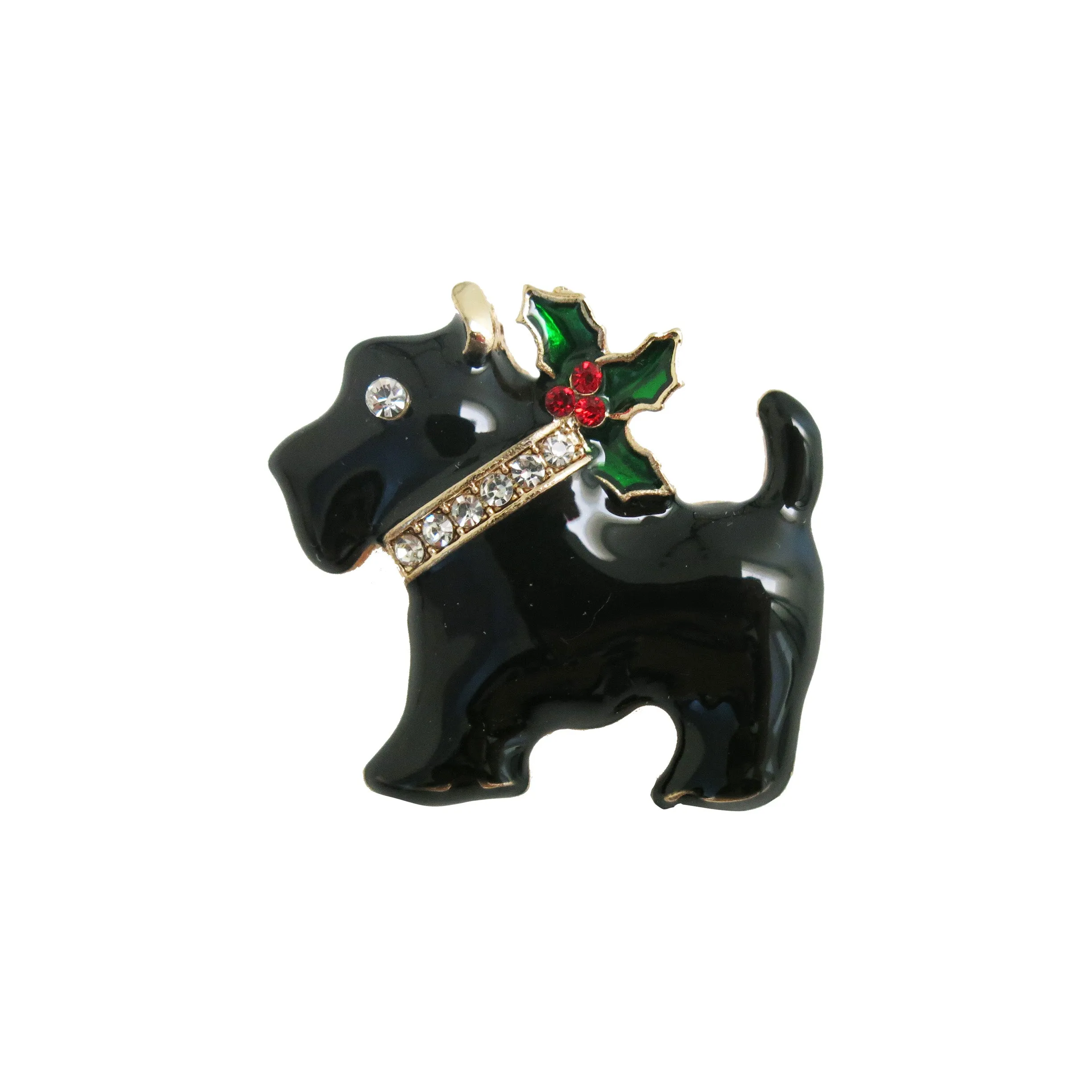 Holly Dog Brooch