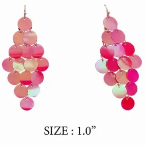 Hot Pink Sequin Chandelier Drop 3" Earrings
