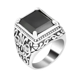Hot Turquoise Rings Mens Filled Silver Color AAA Resin Wedding Ring For Men Vintage Jewelry