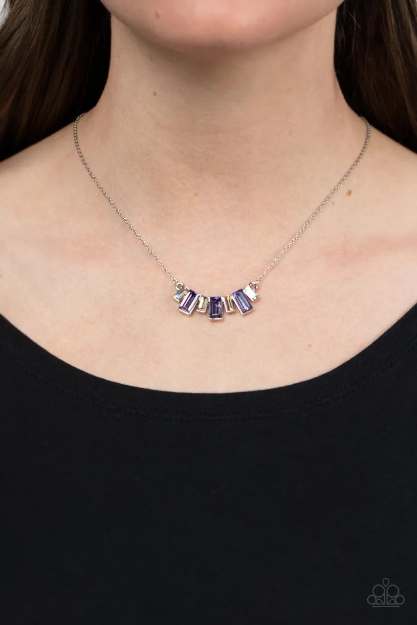 Hype Girl Glamour - Purple - Iridescent Rhinestone Paparazzi Short Dainty Necklace