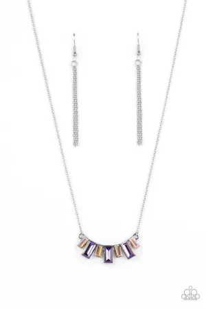 Hype Girl Glamour - Purple - Iridescent Rhinestone Paparazzi Short Dainty Necklace