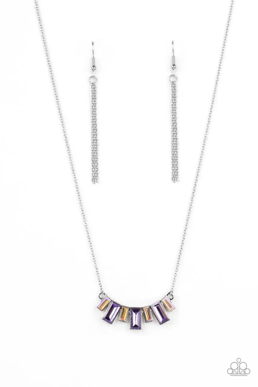 Hype Girl Glamour - Purple - Iridescent Rhinestone Paparazzi Short Dainty Necklace
