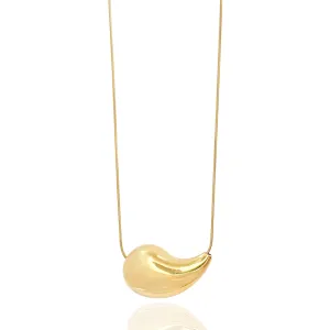 INDIA GOLD PAISLEY LONG PENDANT NECKLACE