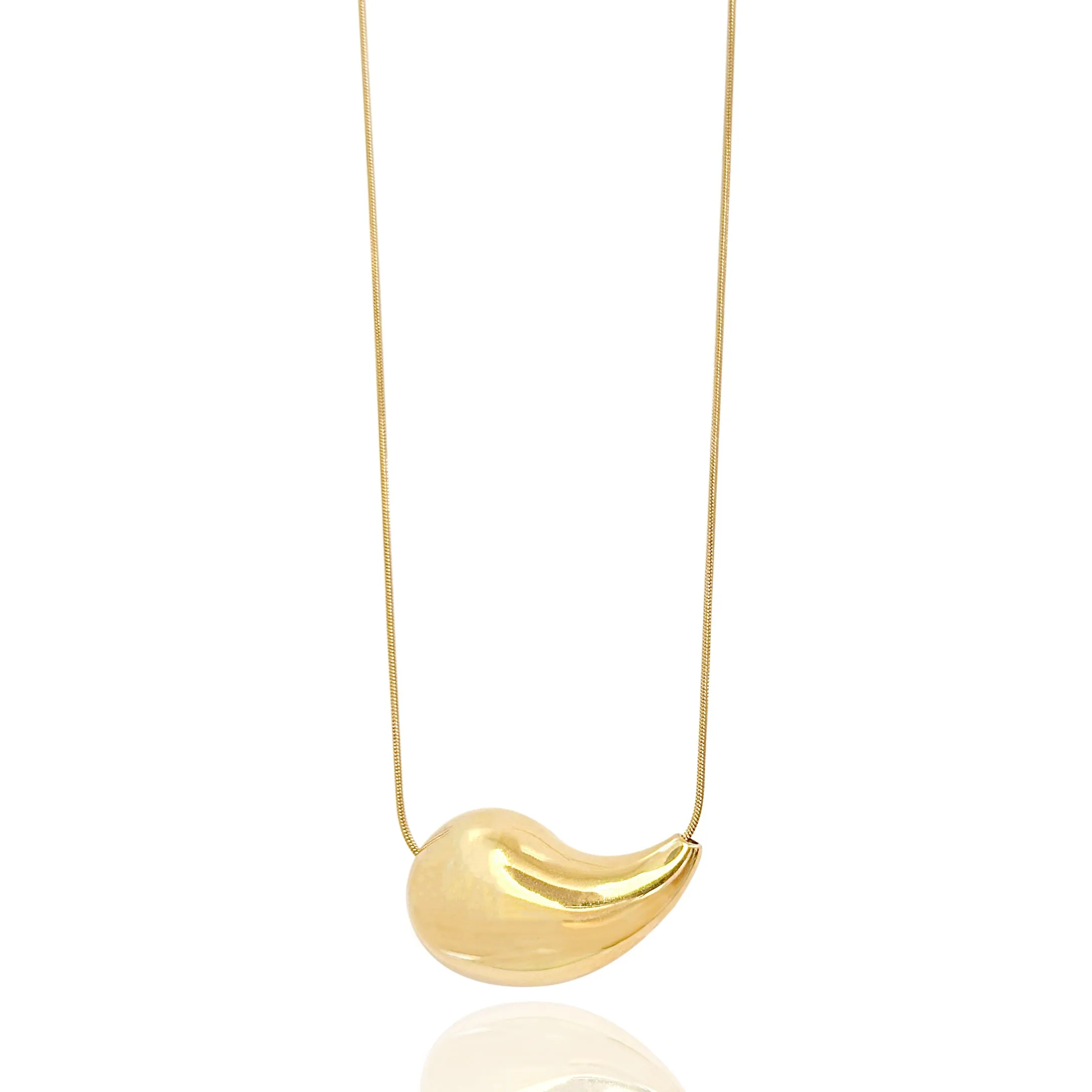 INDIA GOLD PAISLEY LONG PENDANT NECKLACE