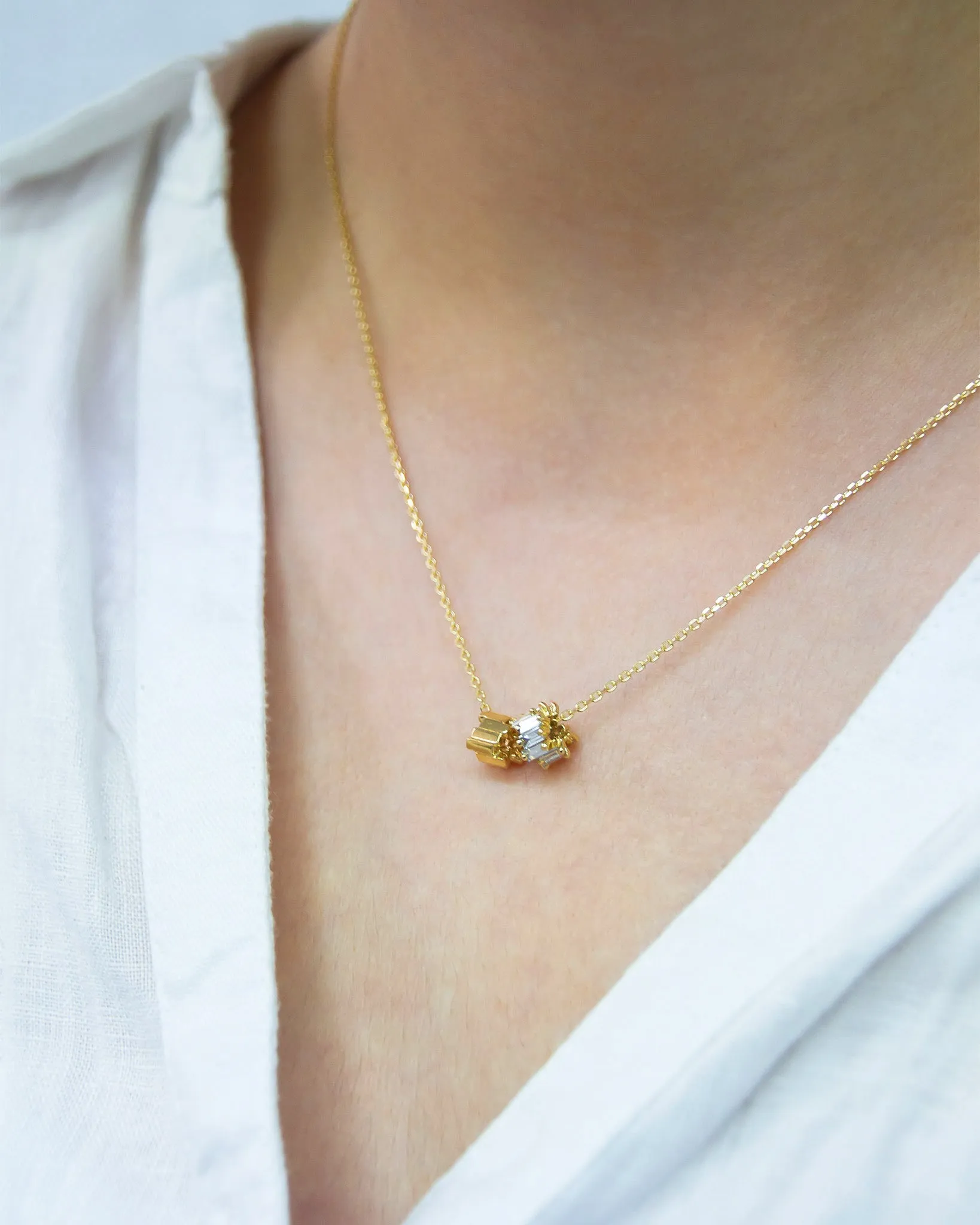 Infinite Diamond & Golden Rondelle Pendant