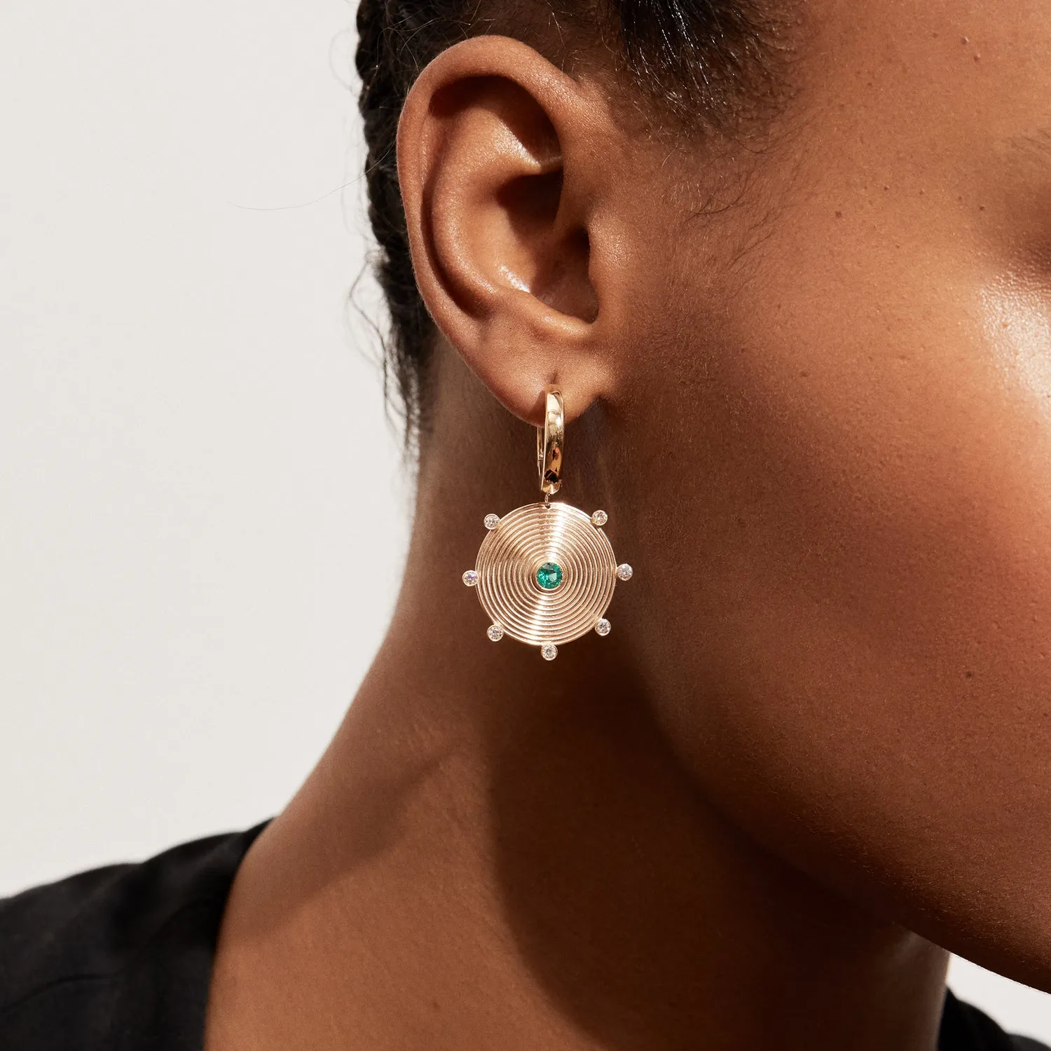 Ingrid Hoop & Drop Earrings with Emeralds