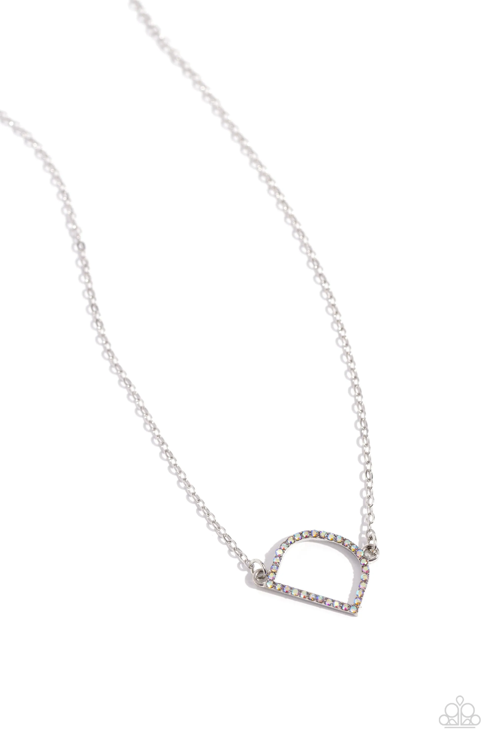 INITIALLY Yours - D - Multi  Iridescent Rhinestone Letter Paparazzi Short Necklace