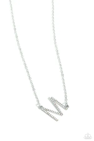 INITIALLY Yours - M - Multi Iridescent Rhinestone Letter Paparazzi Short Necklace