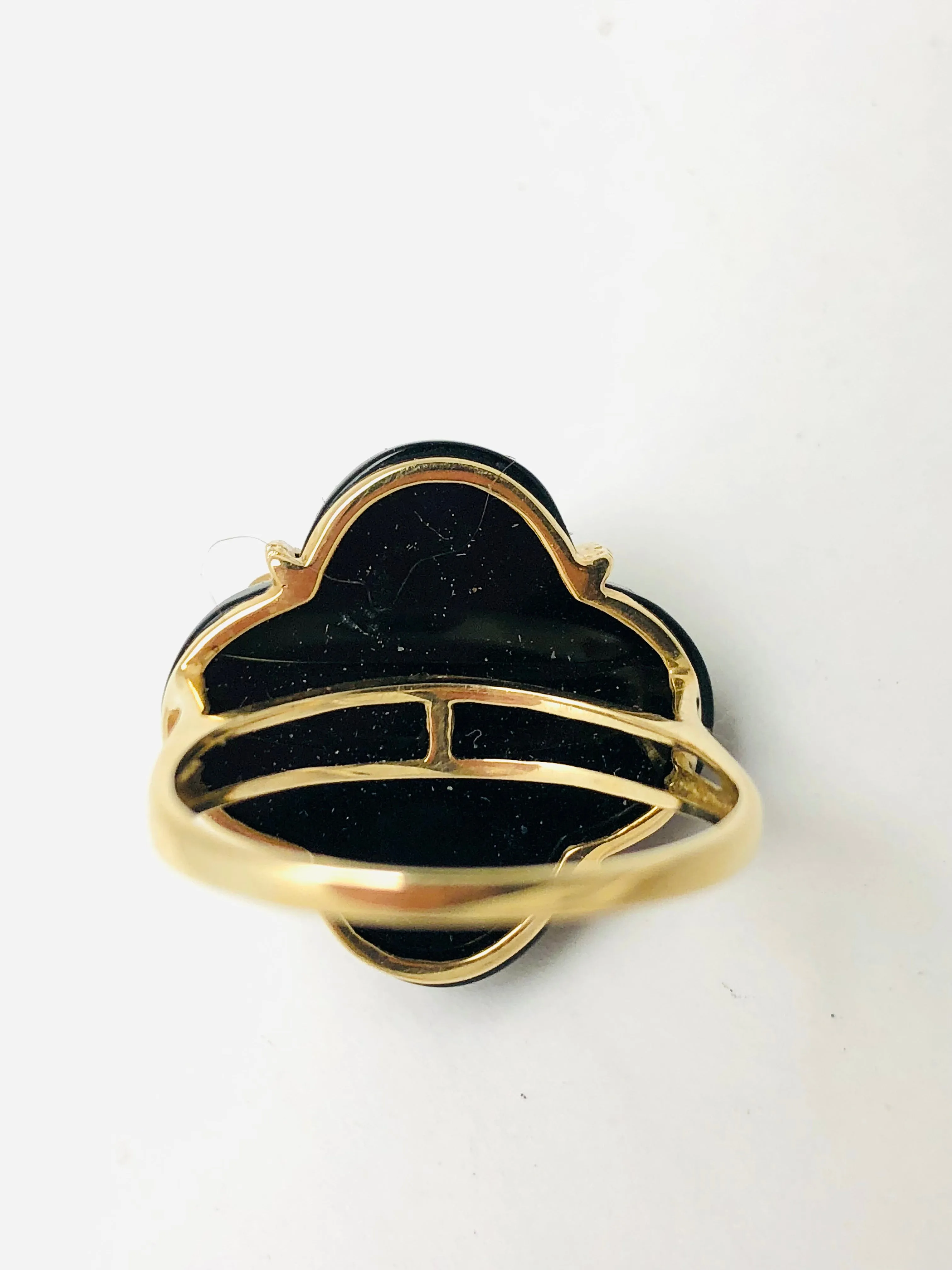 Italian Onyx Turquoise & Coral 14k Yellow Gold Ring