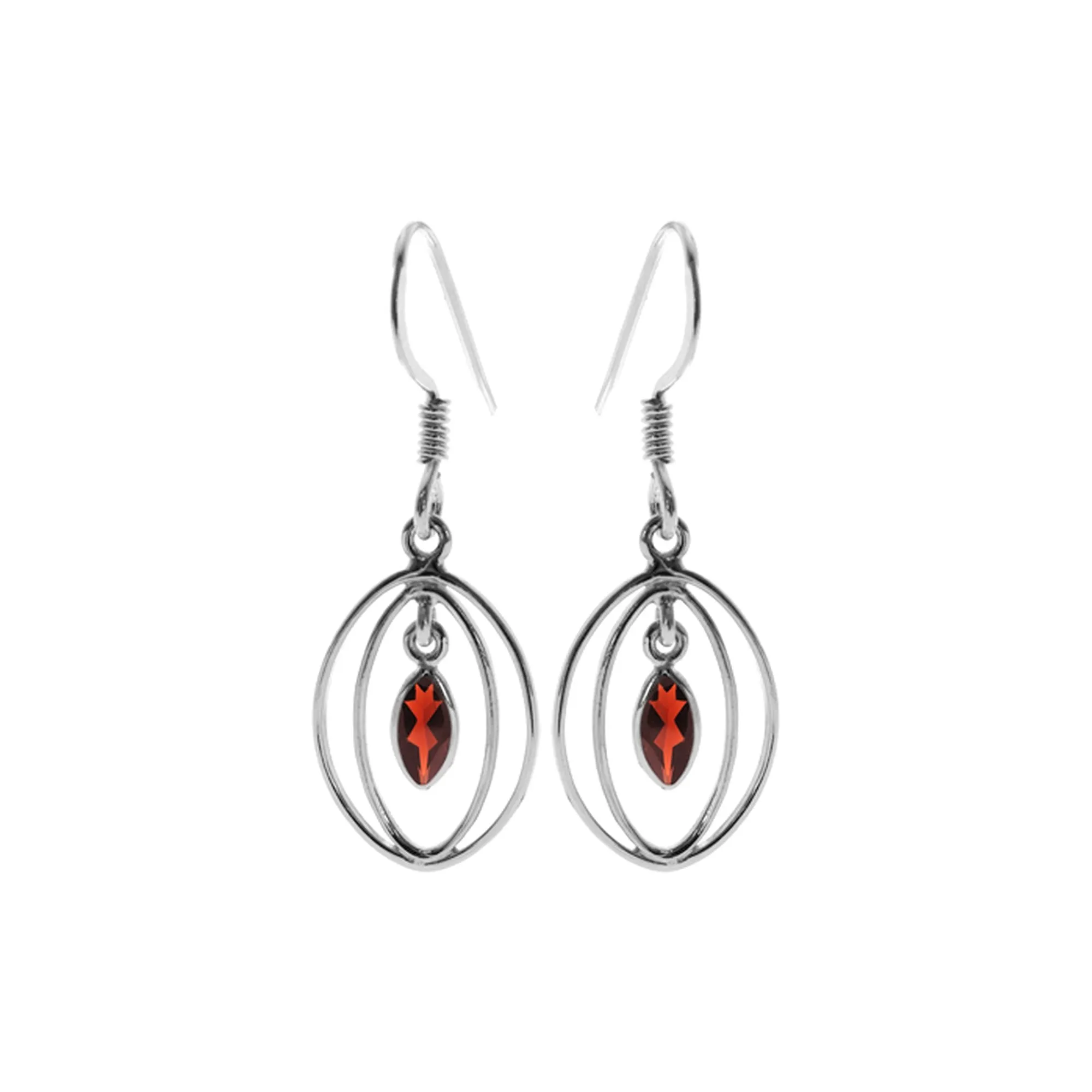 Ivy double oval garnet earrings