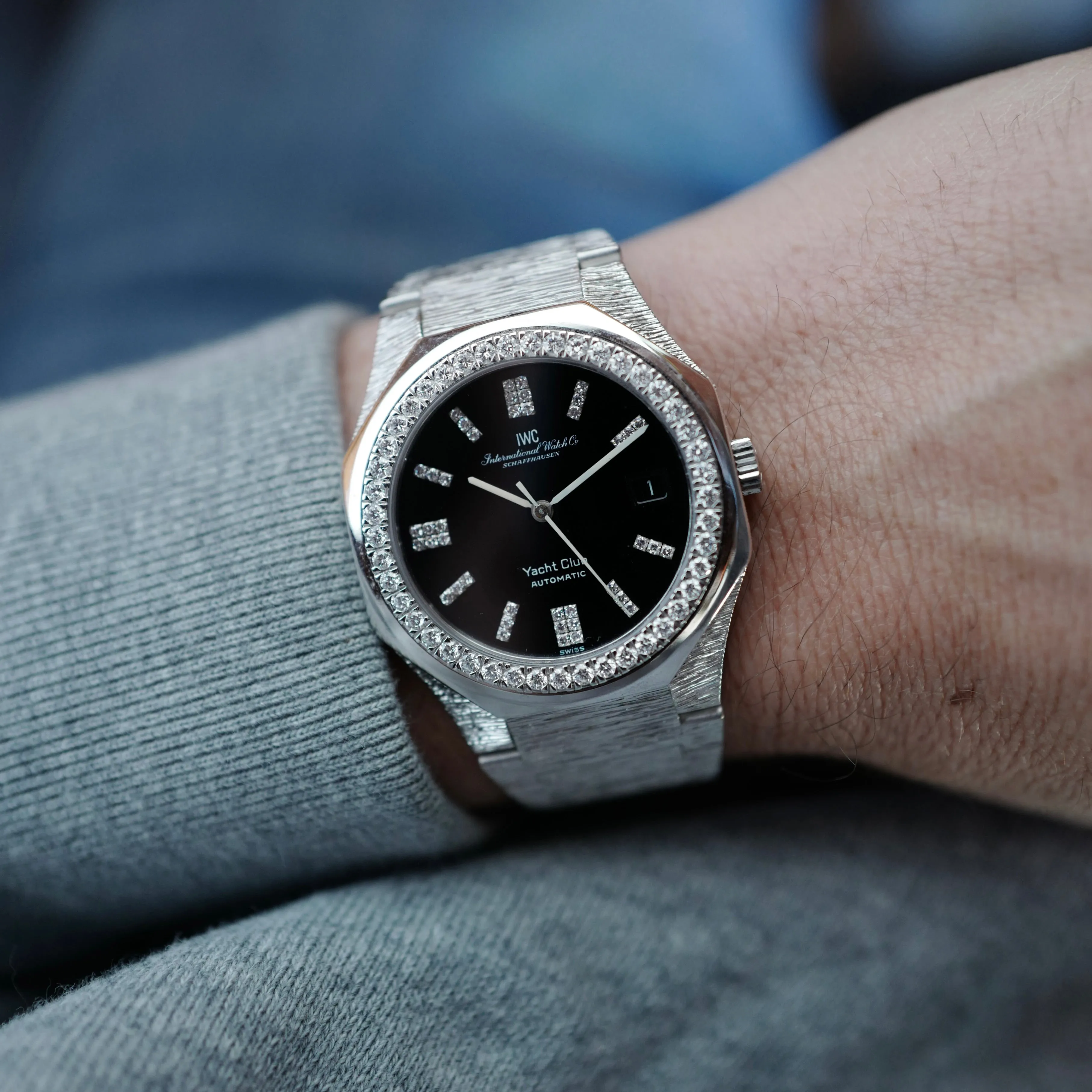 IWC White Gold Yacht Club Onyx & Diamond Watch