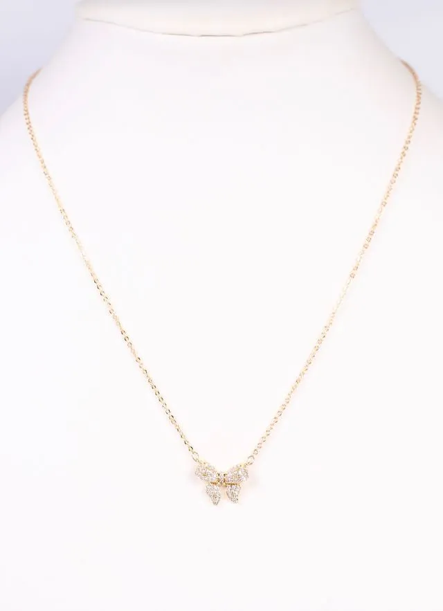 Jaquel CZ Bow Necklace GOLD